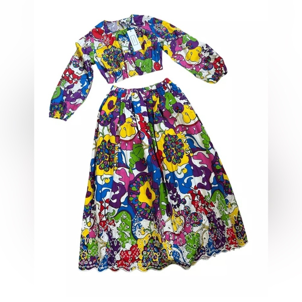 Rhode beautiful Audrey Boho Woodstock floral colorful midi skirt - Picture 4 of 17